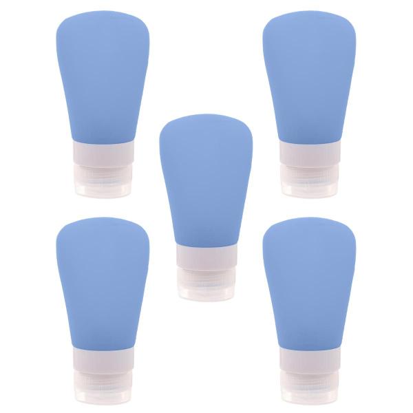 Imagem de Kit 5 Frascos Reutilizáveis Silicone Azul 60ml para Viagens