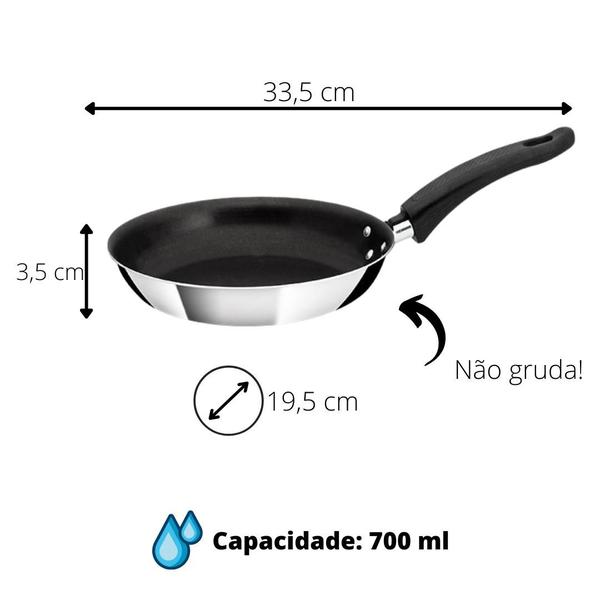 Imagem de Kit 5 Frigideira Francesa Antiaderente N 16 ao N 24 Teflon Alumínio Borda Reforçada Omelete Tapioca Resistente Profissional