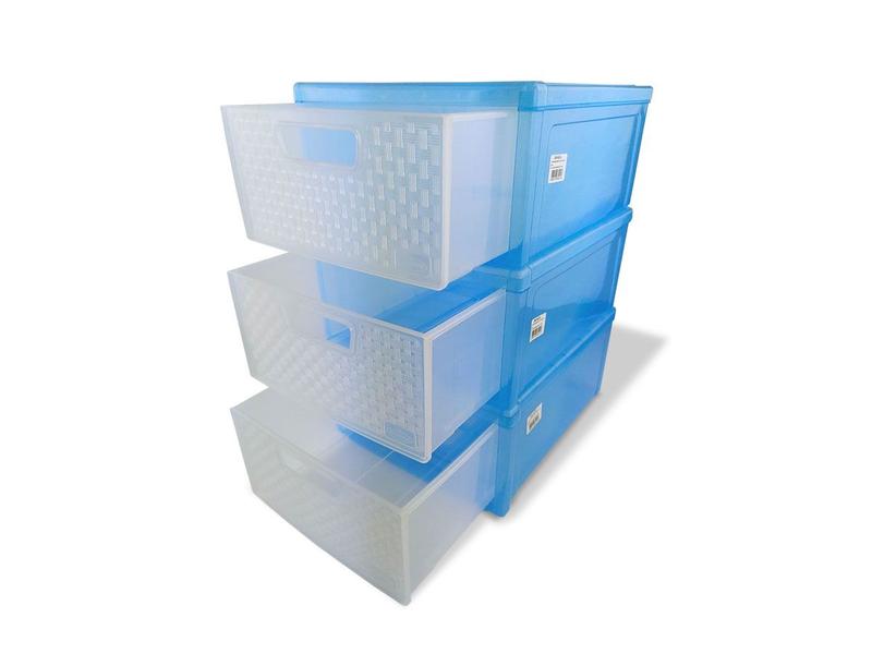 Imagem de Kit 5 Gaveteiro Modular Empalhável Organizador Multiuso Rattan Plástico Resistente 1 Unidade