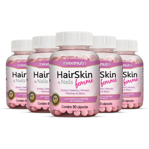 Imagem de Kit 5 HairSkin Nails Femme Maxinutri 90 Cápsulas