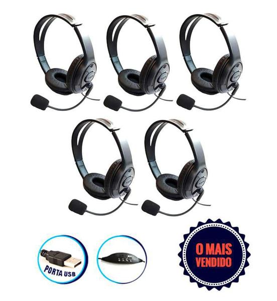 Imagem de Kit 5 Headset Usb Voip Com Cancelador De Ruído Agem Ahx300