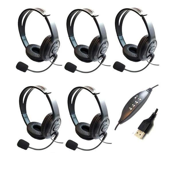 Imagem de Kit 5 Headset Usb Voip Com Cancelador De Ruído Agem Ahx300