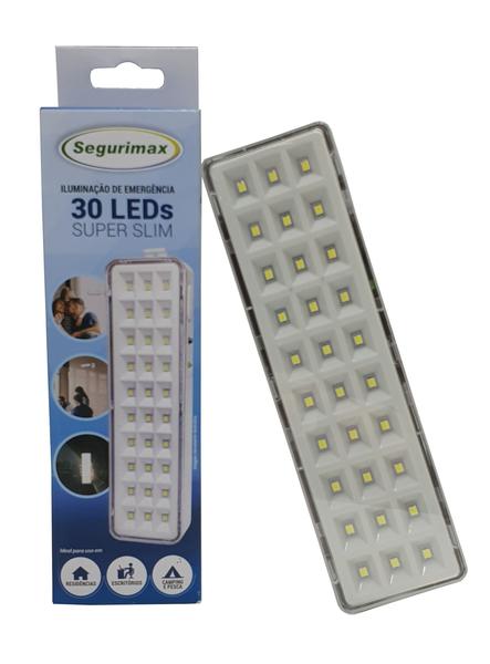 Imagem de Kit 5 Iluminação Luminaria de Emergencia 30 Leds Super Slim Segurimax