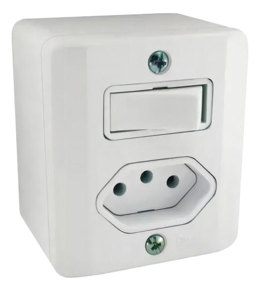 Kit 5 Interruptor 1 Tecla Simples + Tomada Sistema X Sobrepor 2P+T 10A - Radial Imagem de Kit 5 Interruptor 1 Tecla Simples + Tomada Sistema X Sobrepor 2P+T 10A