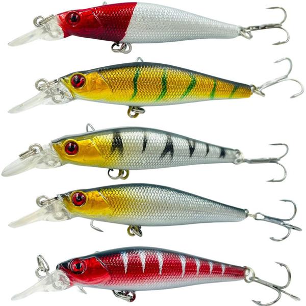 Imagem de Kit 5 Iscas Artificiais Para Tucunaré Robalo Traíras 8cm 8.5Gr