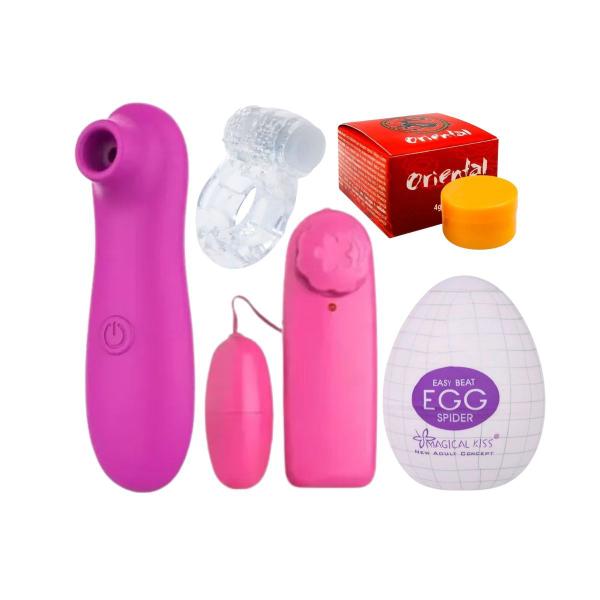 Imagem de Kit 5 Itens Vibrador Feminino Golfinho + Sugador