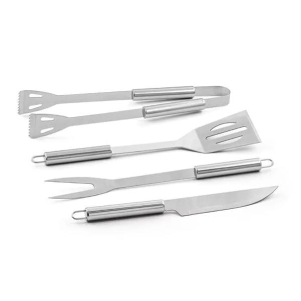 Imagem de Kit 5 - Kits Para Churrasco 4 Peças Inox Com Tábua de Corte