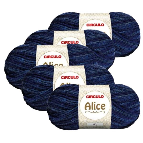 Imagem de Kit 5 Lã Fio Linha Alice Circulo - 200m/100g