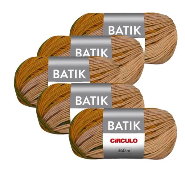 Imagem de Kit 5 Lã Fio Linha Mesclada Batik Circulo - 360m/100g