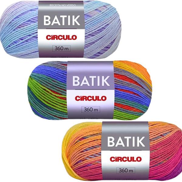 Imagem de Kit 5 Lã Fio Mesclada Batik Circulo - 360m/100g