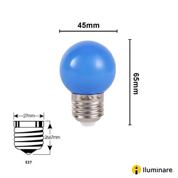 Imagem de KIT 5 Lâmpada Bolinha Colorida LED 1W E27 127V Mini Bulbo - Azul 