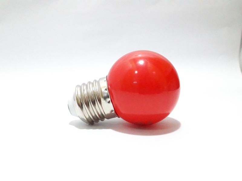 Imagem de kit 5 Lâmpada  Bolinha Colorida LED 1W E27 127V Mini Bulbo - Vermelho