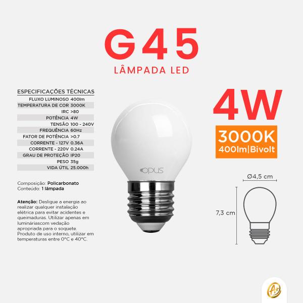 Imagem de Kit 5 Lâmpada Bolinha G45 Led 3000K/4000K/6500K Bivolt 4,8W