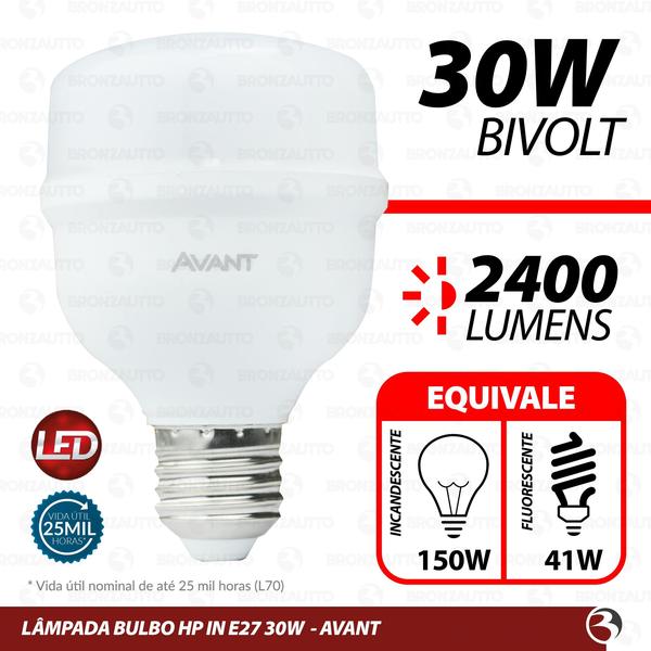 Imagem de Kit 5 Lâmpada Bulbo Led 30W Luz Branco Frio 6500k Soquete E27 Comércio Galpão - HIGH POWER AVANT