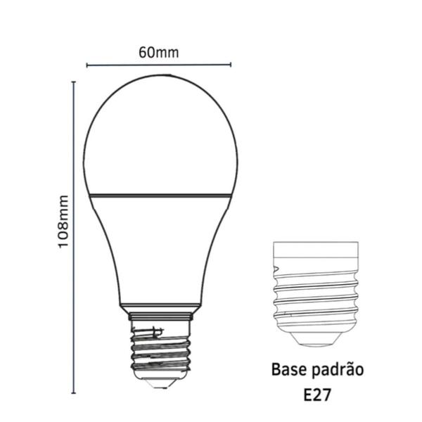 Imagem de Kit 5 Lâmpada bulbo Led 9w/60w E27 Alta Potência 6500k Bivolt