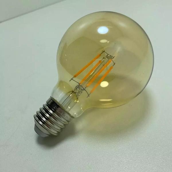 Imagem de Kit 5 Lâmpada Filamento LED G95 4W E27 Âmbar Retrô Vintage 110V/220V  Bivolt