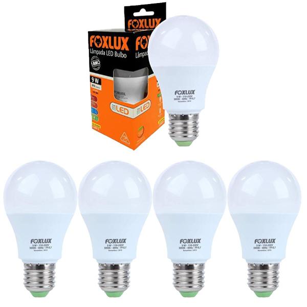 Imagem de Kit 5 Lâmpada LED Bulbo 9W com Base E-27 Bivolt (3000K) Foxlux