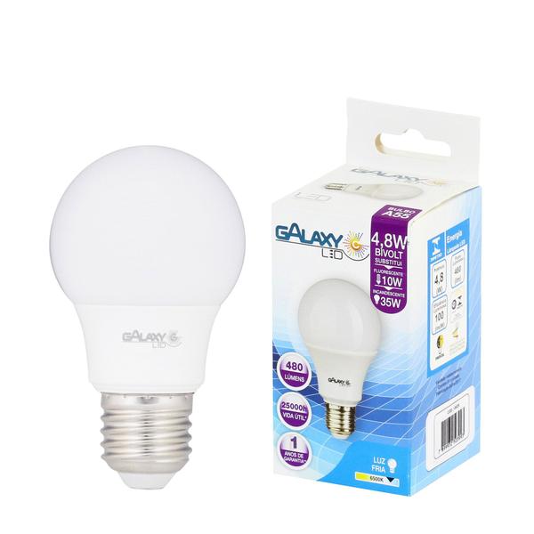 Imagem de Kit 5 lampada led bulbo a55 4,8w branco frio 6500k bivolt e27 - galaxy led