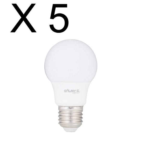 Imagem de Kit 5 lampada led bulbo a55 7w branco quente 3000k bivolt e27 - galaxy led