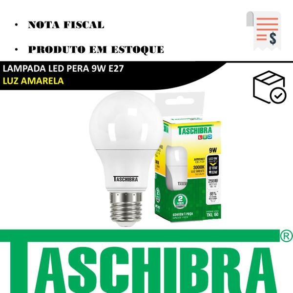 Imagem de Kit 5 Lampada Led Bulbo Pera 9w E27 Branca Quente 3000k