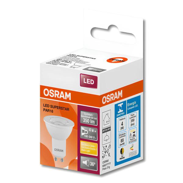 Imagem de Kit 5 Lampada Led Dicroica Par16 4W 2700K 350Lm Bivolt Osram