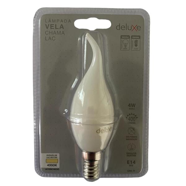 Imagem de Kit 5 Lampada Led Vela Chama Lac 4w Branco Neutro 4000k E14