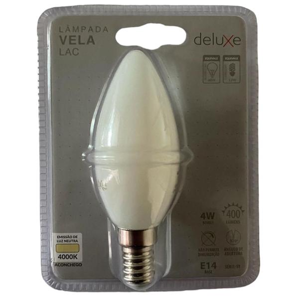 Imagem de Kit 5 Lampada Led Vela Filamento Lac 4w Branco Neutro 4000k E14