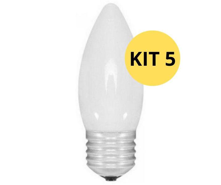 Imagem de Kit 5 Lampada Vela LED 4w Luz Amarela 3000k Economica