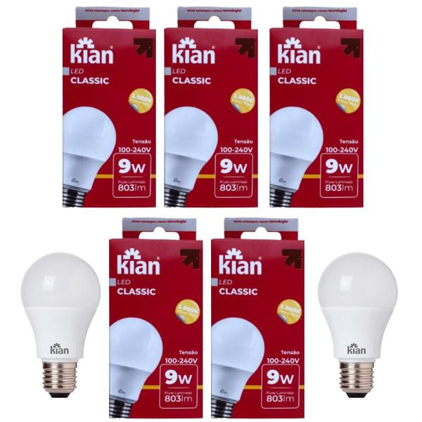 Kit 5 Lâmpadas 9w Luz Amarela 3000k Economica Decoração Casa - Kian Imagem de Kit 5 Lâmpadas 9w Luz Amarela 3000k Economica Decoração Casa