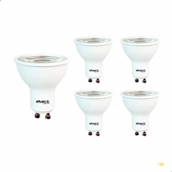 Imagem de Kit 5 Lâmpadas Amarela Dicroica Led 4,8W 2700K Branco Quente