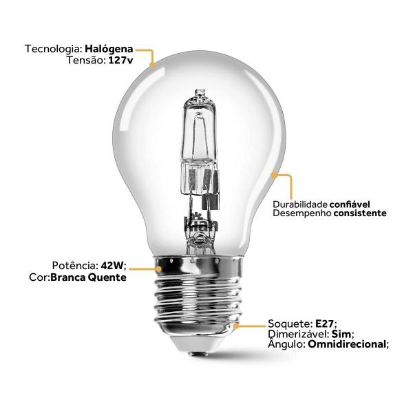 Imagem de Kit 5 Lâmpadas Incandescente Halógena A55 42w 127v