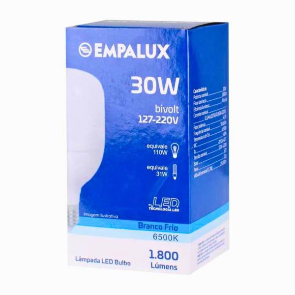 Imagem de Kit 5 Lâmpadas Led 30w Empalux Bulbo E27 Residencial Bivolt 1.800lm Branco Frio 6500K Luz Branca