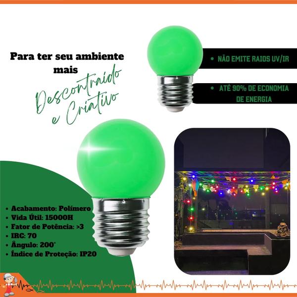 Imagem de Kit 5 Lâmpadas Led 3W Bolinha Decorativa 127V E Soquete E27