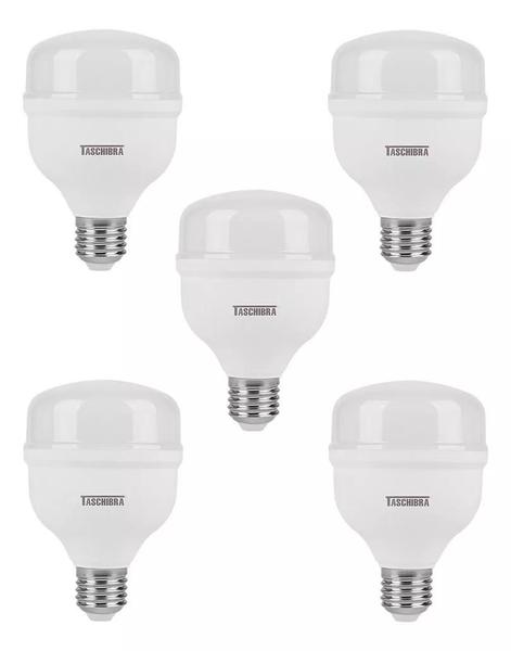 Imagem de Kit 5 Lâmpadas Led Bulbo 20w E27 Branco Frio Inmetro Taschibra