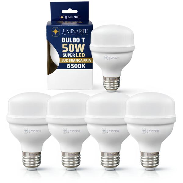 Kit 5 Lâmpadas Led Bulbo 50w E27 Branco Frio Inmetro Luminarte Kit 5 Lâmpadas Led Bulbo 50w E27 Branco Frio Inmetro Luminarte