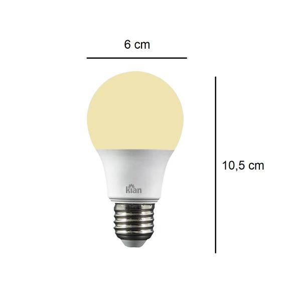 Imagem de Kit 5 Lâmpadas Led Bulbo A60 6W 3000K Bivolt Luz Morna Kian