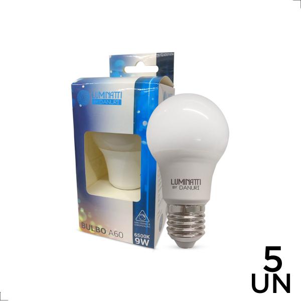 Imagem de Kit 5 Lâmpadas Led Bulbo A60 9w E27 3000K 4000K 6500K Bivolt Luminatti