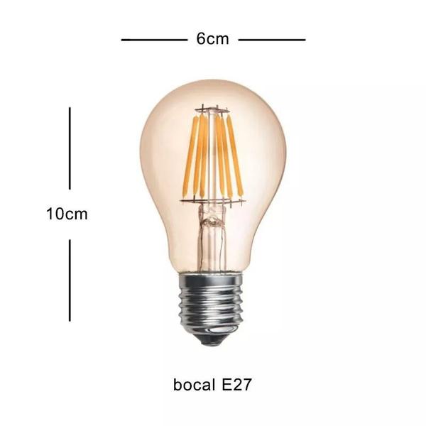 Imagem de Kit 5 Lâmpadas Led Filamento 4W A60 Vintage Retro Luz Âmbar