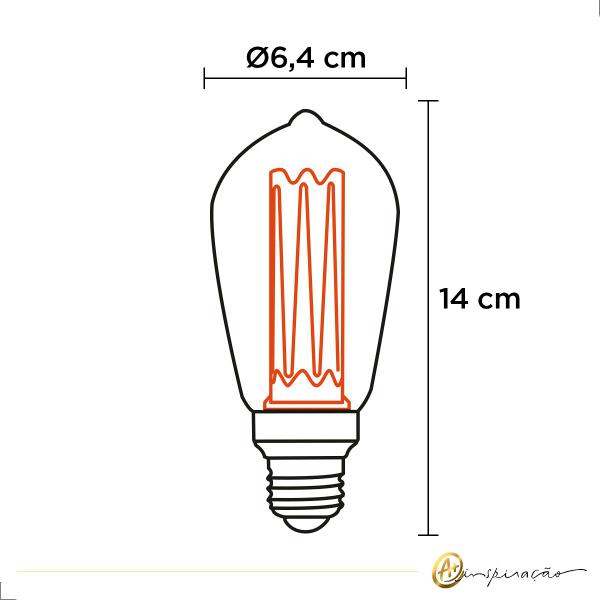 Kit 5 Lâmpadas Pera Retrô Vintage Ambar Filamento Led 4w Lm558 - LUMINATTI Imagem de Kit 5 Lâmpadas Pera Retrô Vintage Ambar Filamento Led 4w Lm558