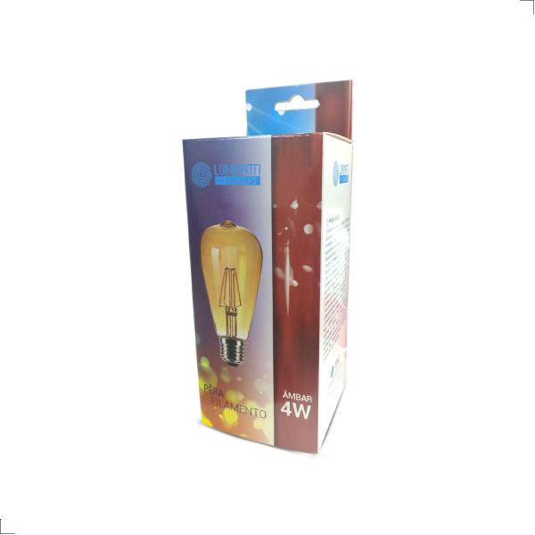 Kit 5 Lâmpadas Pera Retrô Vintage Ambar Filamento Led 4w Lm558 - LUMINATTI Imagem de Kit 5 Lâmpadas Pera Retrô Vintage Ambar Filamento Led 4w Lm558