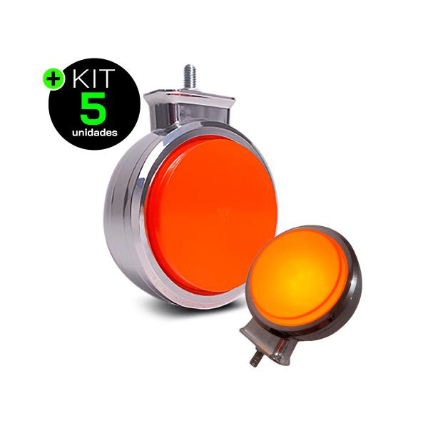 Imagem de Kit 5 Lanternas Bojuda Foguinho LED Âmbar Laranja Cromada 12V 24V