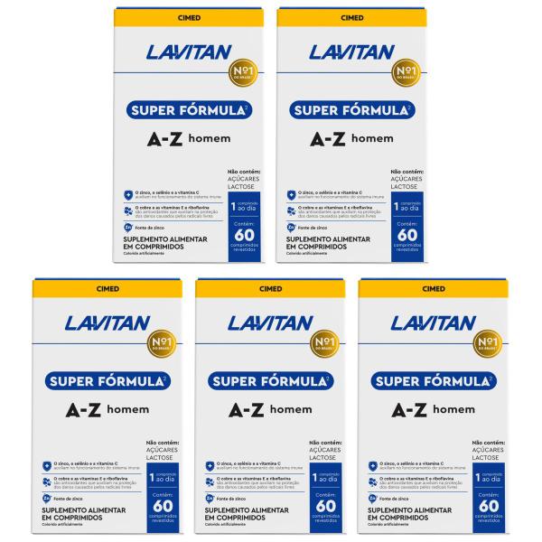 Imagem de Kit 5 Lavitan Super Fórmula Multivitamínico Homem 60 Comp