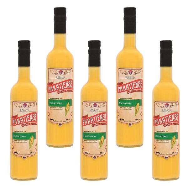 Imagem de Kit 5 Licores de Milho Paratiense 500 ml Creme Sabores Original Garrafa Fino Nacional Tradicional Sobremesas