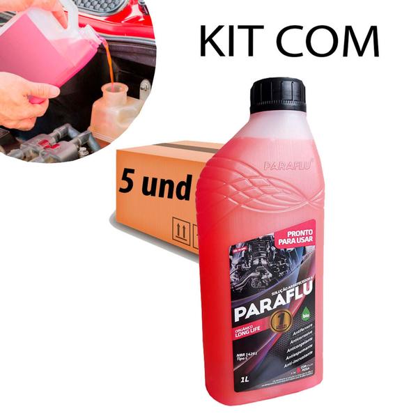 Kit 5 Litro Aditivo Radiador Paraflu Rosa Pronto Para Uso Imagem de Kit 5 Litro Aditivo Radiador Paraflu Rosa Pronto Para Uso