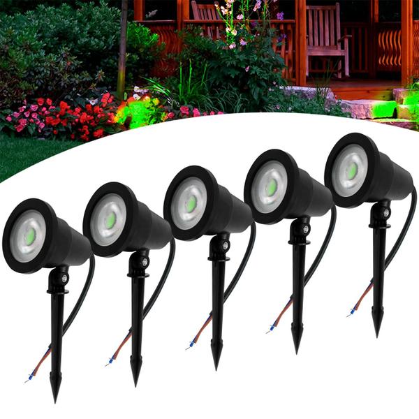 Imagem de Kit 5 Luminária Espeto Jardim Com Lâmpada Led 7w Luz Verde