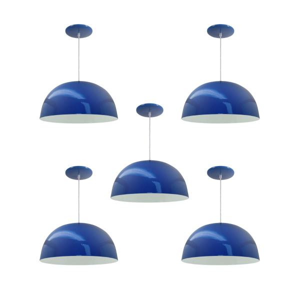 Kit 5 Luminária Pendente Meia Lua 24cm Com Interior Branco Brilho Fiação 110/220v - Luminárias Navarro Imagem de Kit 5 Luminária Pendente Meia Lua 24cm Com Interior Branco Brilho Fiação 110/220v