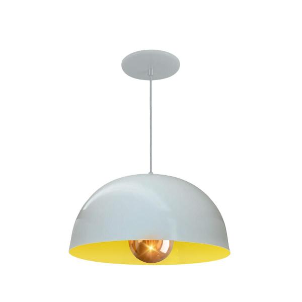Kit 5 Luminária Pendente Meia Lua 24cm Interior Amarelo Com Fiação 110/220v - Luminárias Navarro Imagem de Kit 5 Luminária Pendente Meia Lua 24cm Interior Amarelo Com Fiação 110/220v