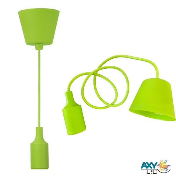 Imagem de Kit 5 Luminaria Pendente Silicone Verde Soquete E27 Bivolt