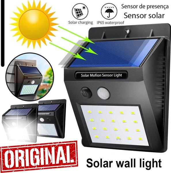 Imagem de Kit 5 Luminária Solar Externa Iluminação Luz Muro Parede