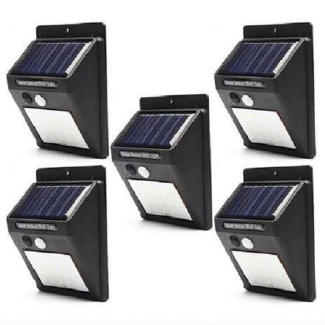 Imagem de Kit 5 Luminária Solar Iluminação Jardim Exterior Parede